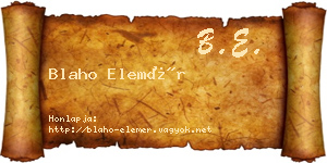 Blaho Elemér névjegykártya